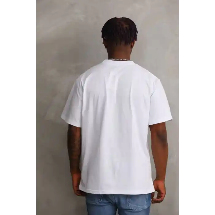 Unisex Baskılı Oversize T-Shirt - Beyaz
