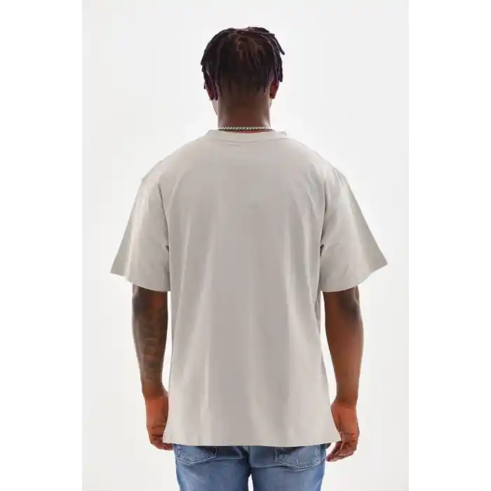 Unisex Baskılı Oversize T-Shirt - Gri