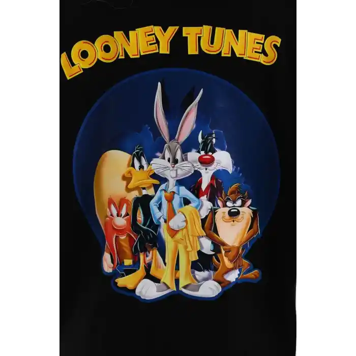 Unisex Baskılı Oversize T-Shirt - Siyah