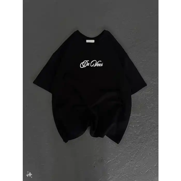Unisex Baskılı Oversize T-Shirt - Siyah