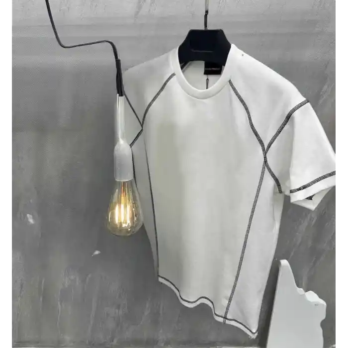 Unisex Karoyaka Dikişli Oversize T-Shirt - Beyaz