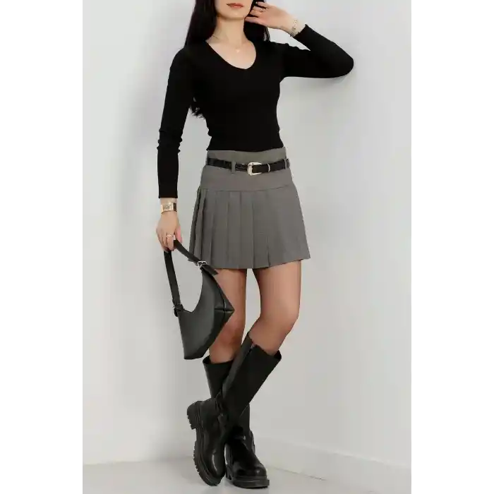 V yaka kaşkorse bluz siyah a3699