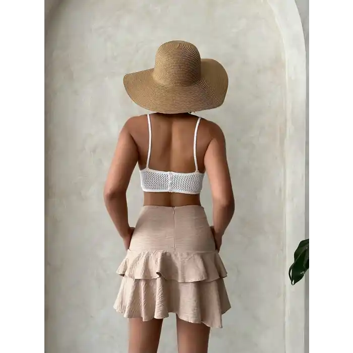 Valonlu fırfırlı etek s24681