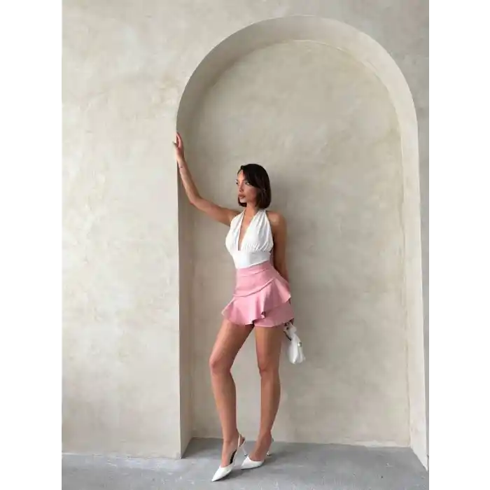 Valonlu fırfırlı şort s24683