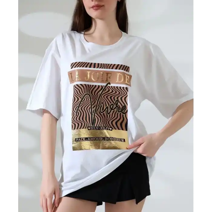 Varak çizgili Oversize tişört