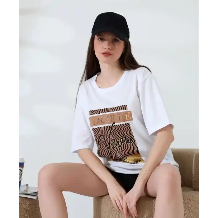 Varak çizgili Oversize tişört