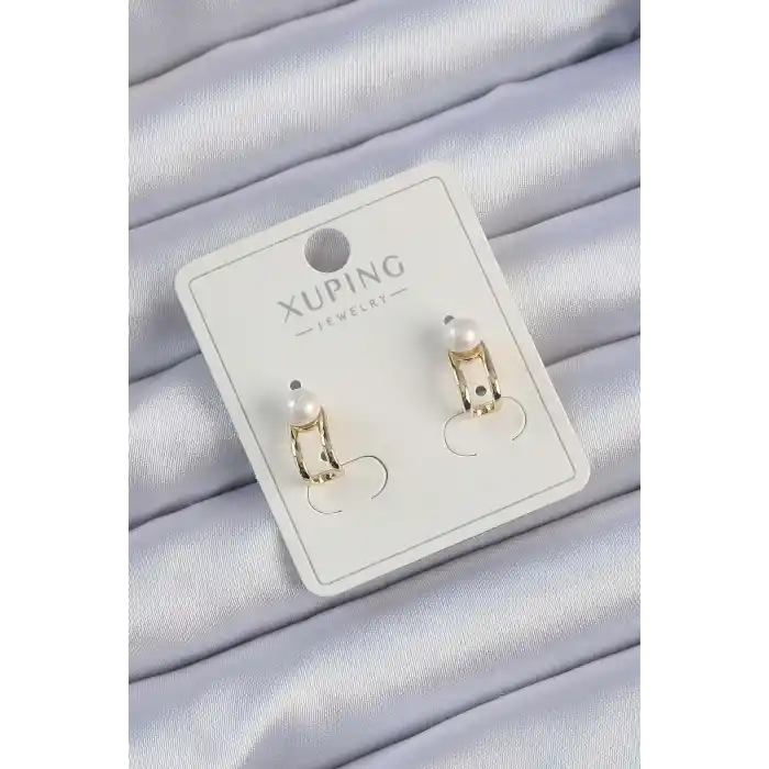 Xuping Gold Renk İnci Taşlı Halka Küpe