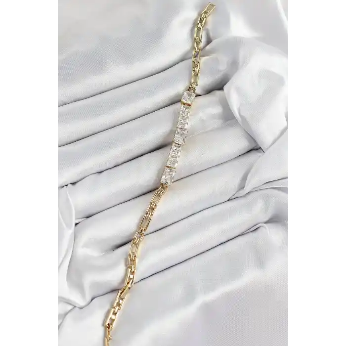 Xuping Pirinç Parçalı Su Yolu Model Gold Renk Kadın Bileklik