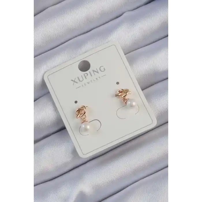Xuping Rose Renk İnci Taşlı Düğüm Küpe