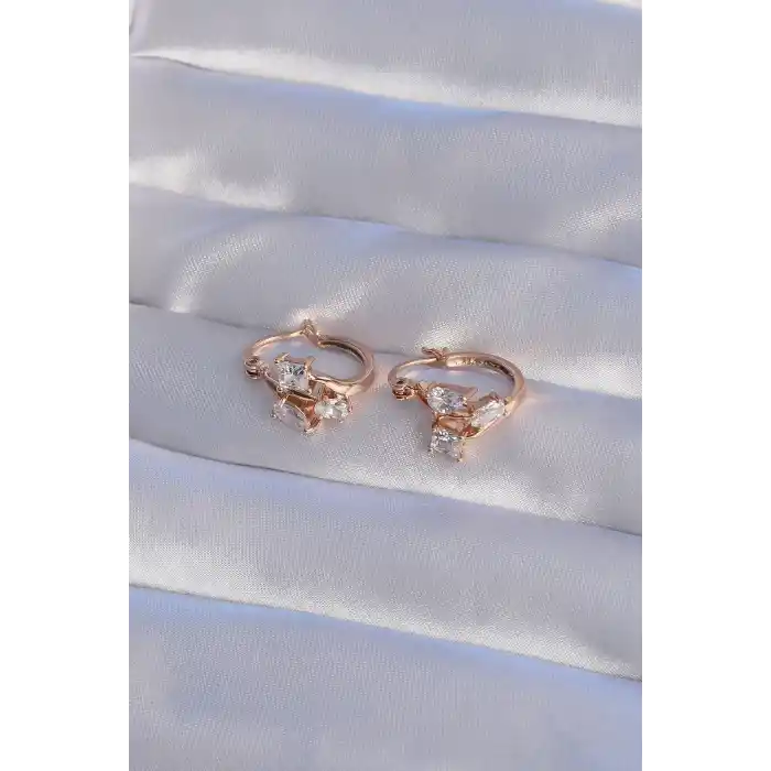 XUPİNG Rose Renk Zirkon Taşlı Halka Küpe