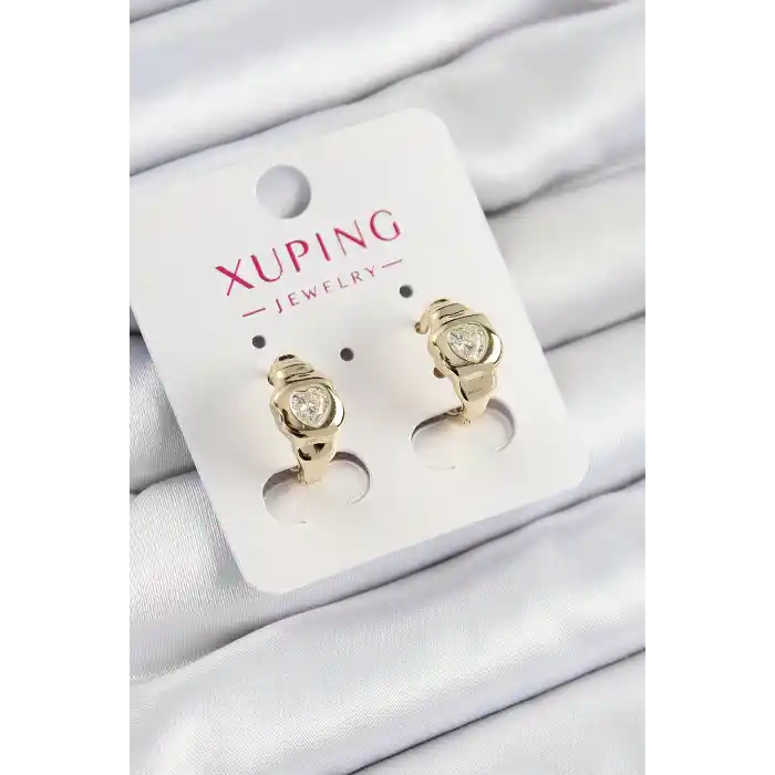 Xuping Zirkon Taşlı Kalp Model Gold Renk Kadın Küpe