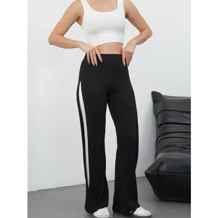 Yandan katlamalı pantolon siyah