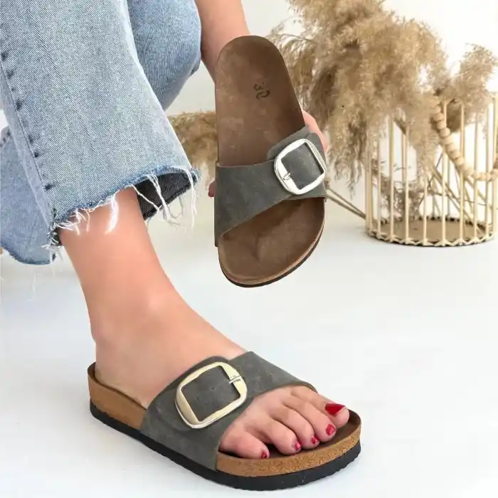 Zooy Yeşil Nubuk Terlik