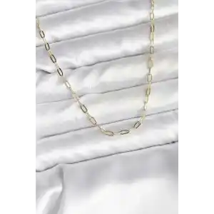 14K Gold Renk Kaplama Ataç Zincir Model CM Kadın Kolye