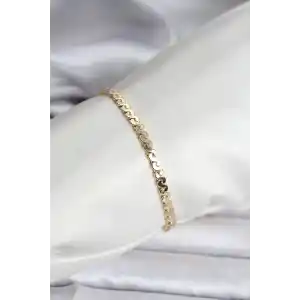 14K Gold Renk Kaplama Ezme Yılan Zincir Model CM Kadın Bileklik