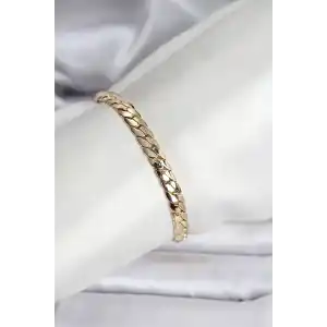14K Gold Renk Kaplama Ezme Zincir Model Kadın Bileklik