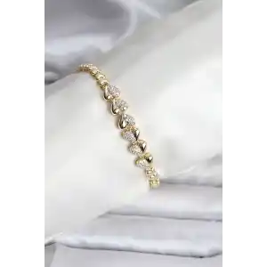 14K Gold Renk Kaplama Kalp Model CM Kadın Bileklik