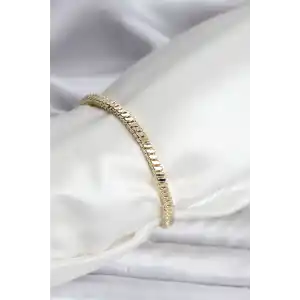 14K Gold Renk Kaplama Kare Zincir Model CM Kadın Bileklik