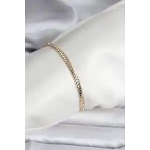 14K Gold Renk Kaplama Lazer Ezme Zincir Model CM Kadın Bileklik