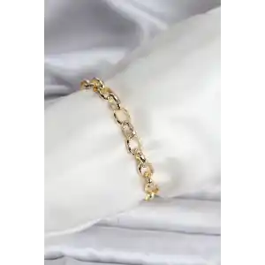14K Gold Renk Kaplama Lazerli Zincir Model CM Kadın Bileklik