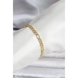 14K Gold Renk Kaplama Lazerli Zincir Model CM Kadın Bileklik