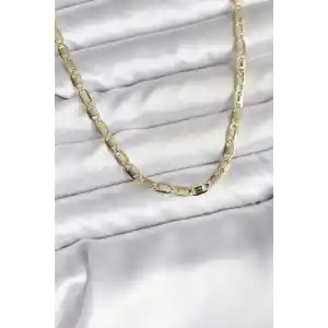 14K Gold Renk Kaplama Plaka Ezme Model Zincirli CM Kadın Kolye