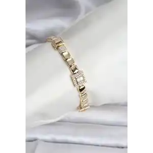 14K Gold Renk Kaplama Zirkon Taşlı CM Kadın Bileklik