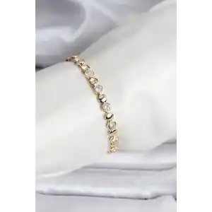 14K Gold Renk Kaplama Zirkon Taşlı CM Kadın Bileklik
