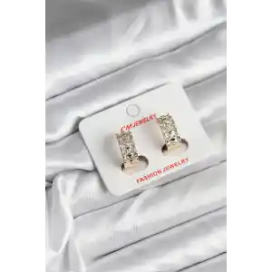 14K Gold Renk Kaplama Zirkon Taşlı CM Kadın Küpe