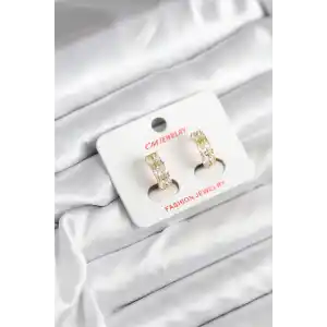 14K Gold Renk Kaplama Zirkon Taşlı CM Kadın Küpe