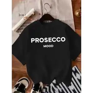 20/1 Penye Compack Baskılı Oversize Bisiklet Yaka Kısa Kol Yazlık T-shirt - Siyah