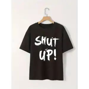 20/1 Penye Compack Baskılı Oversize Bisiklet Yaka m Kısa Kol Yazlık T-shirt - Siyah