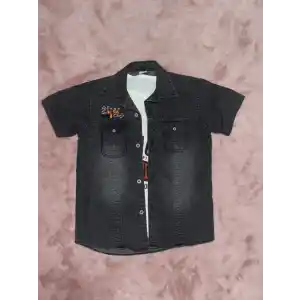 3-9 yaş Tshirt gömlek ikili takım kısa kol füme