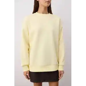 3 iplik şardonlu bisiklet yaka sweatshirt sarı