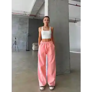 3 iplik şardonlu oversize eşofman somon