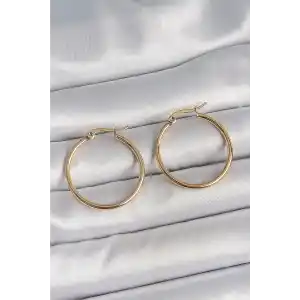 316 Çelik Gold Renk 27 mm Halka Model Kadın Küpe