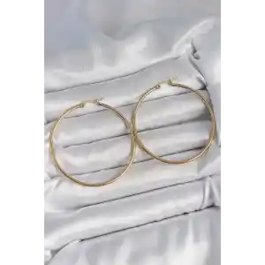 316 Çelik Gold Renk 53 mm Halka Model Kadın Küpe