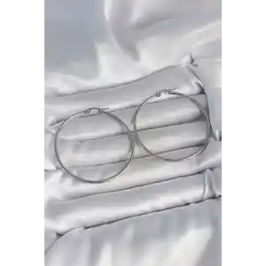 316 Çelik Gümüş Renk 53 mm Halka Model Kadın Küpe