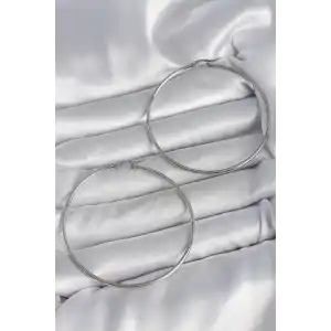 316 Çelik Gümüş Renk 63 mm Halka Model Kadın Küpe