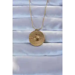 316L Altın Renk İşlemeli Göz Kolye