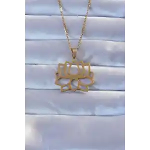 316L Altın Renk Lotus Kolye