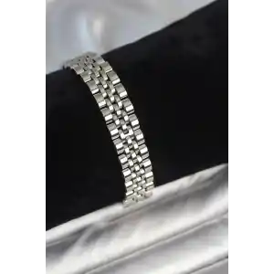 316L Çelik 12 mm Kalınlıkta Gümüş Renkli Erkek Bileklik