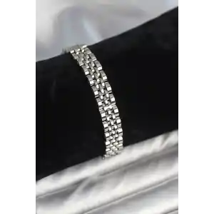 316L Çelik 9 mm Kalınlıkta Gümüş Renkli Erkek Bileklik