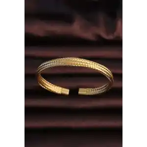 316L Çelik Altın Renk Hasır Görünüm Erkek Bileklik