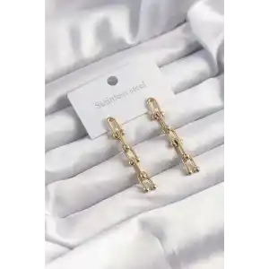 316L Çelik Altın Renk Sallantılı Model Küpe