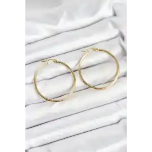 316L Çelik Gold Renk 35 mm Halka Kadın Küpe