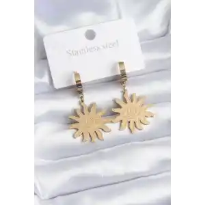 316L Çelik Gold Renk Güneş Model Göz İşleme Kadın Küpe