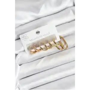 316L Çelik Gold Renk Kadın Küpe Seti