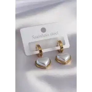 316L Çelik Gold Renk Kalp Model Kadın Küpe