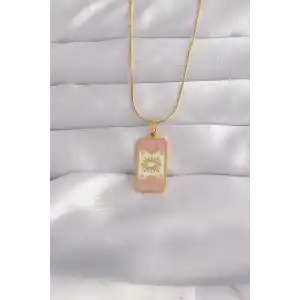 316L Çelik Gold Renk Karışık Mineli Ay Figür Tarot Kolye